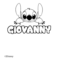 Coloriage pr&eacute;nom GIOVANNY - d&eacute;cor Stitch