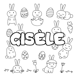 Coloriage pr&eacute;nom GIS&Egrave;LE - d&eacute;cor Paques