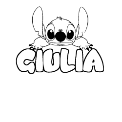 Coloriage prénom GIULIA - décor Stitch