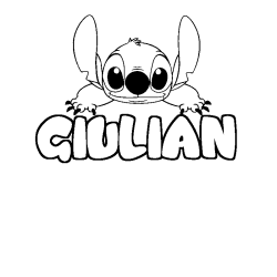 Coloriage prénom GIULIAN - décor Stitch