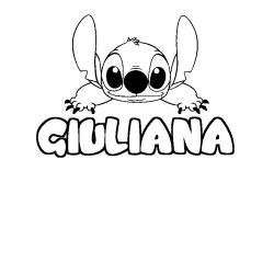 Coloriage prénom GIULIANA - décor Stitch