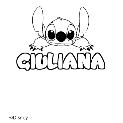 Coloriage pr&eacute;nom GIULIANA - d&eacute;cor Stitch