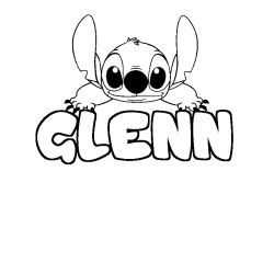 Coloriage prénom GLENN - décor Stitch