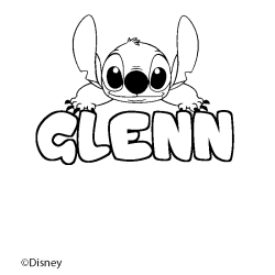 Coloriage pr&eacute;nom GLENN - d&eacute;cor Stitch