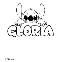 Coloriage pr&eacute;nom GLORIA - d&eacute;cor Stitch