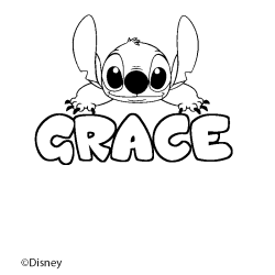 Coloriage pr&eacute;nom GRACE - d&eacute;cor Stitch