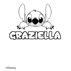 Coloriage pr&eacute;nom GRAZIELLA - d&eacute;cor Stitch
