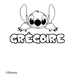 Coloriage pr&eacute;nom GR&Eacute;GOIRE - d&eacute;cor Stitch