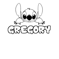 Coloriage prénom GREGORY - décor Stitch