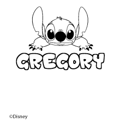 Coloriage pr&eacute;nom GREGORY - d&eacute;cor Stitch