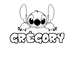 Coloriage prénom GRÉGORY - décor Stitch