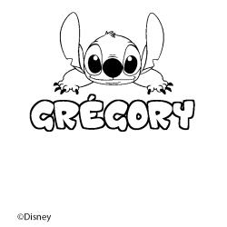 Coloriage pr&eacute;nom GR&Eacute;GORY - d&eacute;cor Stitch