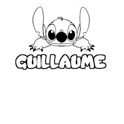 Coloriage prénom GUILLAUME - décor Stitch