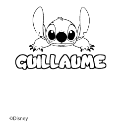 Coloriage pr&eacute;nom GUILLAUME - d&eacute;cor Stitch