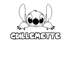 Coloriage prénom GUILLEMETTE - décor Stitch