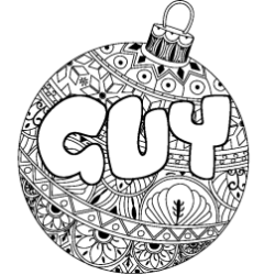 Coloriage prénom GUY - décor Boule de Noël