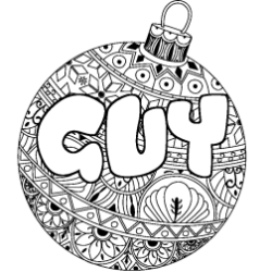 Coloriage pr&eacute;nom GUY - d&eacute;cor Boule de No&euml;l