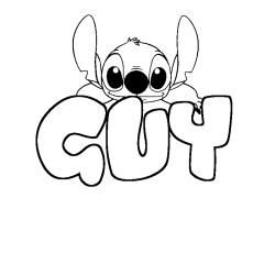 Coloriage prénom GUY - décor Stitch