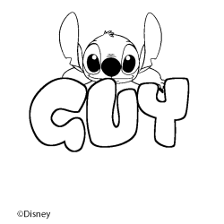 Coloriage pr&eacute;nom GUY - d&eacute;cor Stitch
