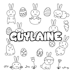 Coloriage pr&eacute;nom GUYLAINE - d&eacute;cor Paques