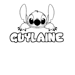Coloriage prénom GUYLAINE - décor Stitch