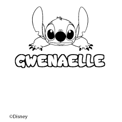 Coloriage pr&eacute;nom GWENAELLE - d&eacute;cor Stitch