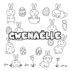 Coloriage pr&eacute;nom GWENA&Euml;LLE - d&eacute;cor Paques