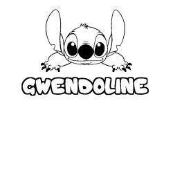 Coloriage prénom GWENDOLINE - décor Stitch