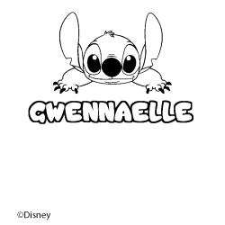 Coloriage pr&eacute;nom GWENNAELLE - d&eacute;cor Stitch