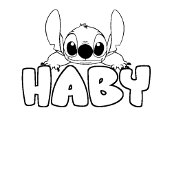 Coloriage prénom HABY - décor Stitch