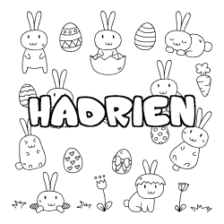 Coloriage pr&eacute;nom HADRIEN - d&eacute;cor Paques