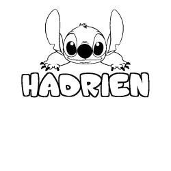 Coloriage prénom HADRIEN - décor Stitch
