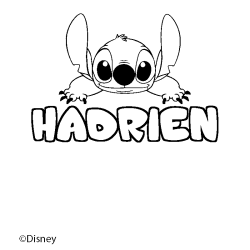 Coloriage pr&eacute;nom HADRIEN - d&eacute;cor Stitch