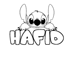Coloriage prénom HAFID - décor Stitch