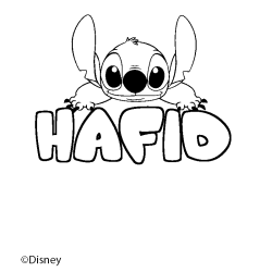 Coloriage pr&eacute;nom HAFID - d&eacute;cor Stitch