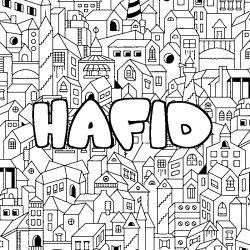 Coloriage prénom HAFID - décor Ville
