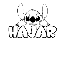 Coloriage prénom HAJAR - décor Stitch