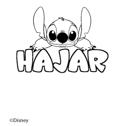 Coloriage pr&eacute;nom HAJAR - d&eacute;cor Stitch