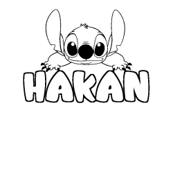 Coloriage prénom HAKAN - décor Stitch