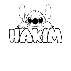 Coloriage prénom HAKIM - décor Stitch