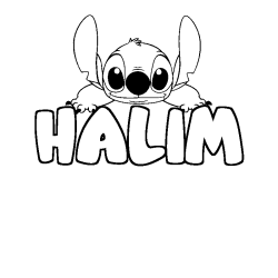 Coloriage prénom HALIM - décor Stitch
