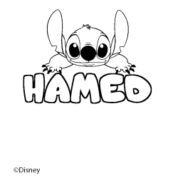 Coloriage pr&eacute;nom HAMED - d&eacute;cor Stitch