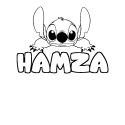 Coloriage prénom HAMZA - décor Stitch