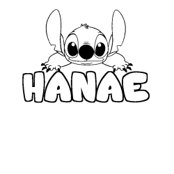 Coloriage prénom HANAE - décor Stitch