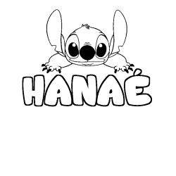 Coloriage prénom HANAÉ - décor Stitch