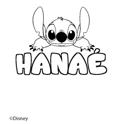 Coloriage pr&eacute;nom HANA&Eacute; - d&eacute;cor Stitch
