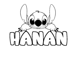 Coloriage prénom HANAN - décor Stitch