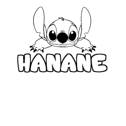 Coloriage prénom HANANE - décor Stitch