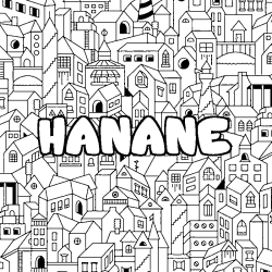 Coloriage prénom HANANE - décor Ville