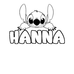 Coloriage prénom HANNA - décor Stitch